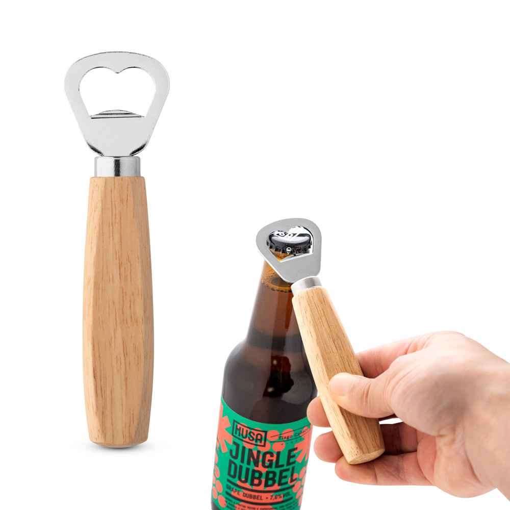 Abridor de Garrafas em Metal com Cabo de Madeira HOLZ Personalizado