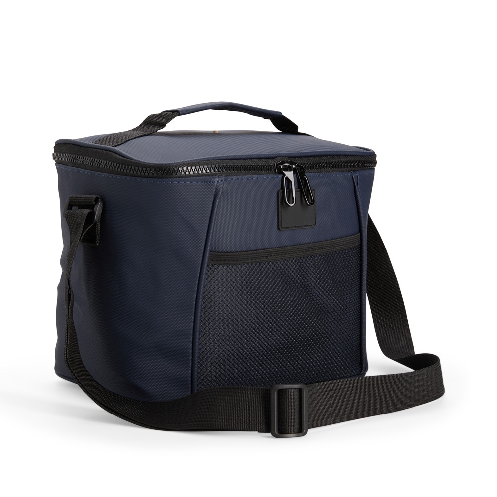 Bolsa térmica Personalizada 10 litros em poliéster mesclado com PVC impermeável com revestimento em PEVA e alça transversal