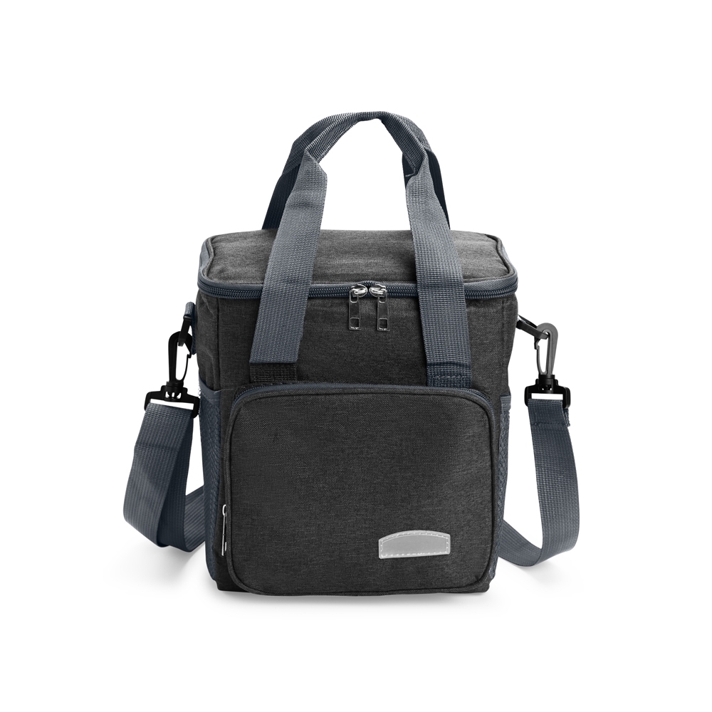 Bolsa térmica Personalizada 11 litros em Oxford resistente à água com alça transversal, bolsos externos e fechamento em zíper