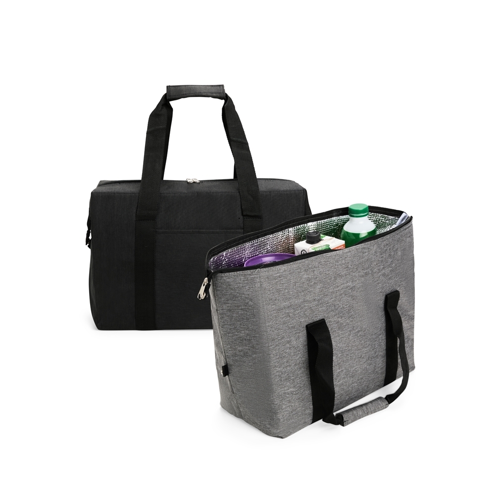 Bolsa térmica Personalizada 25 litros em Oxford resistente à água com revestimento em alumínio e alças com união em velcro