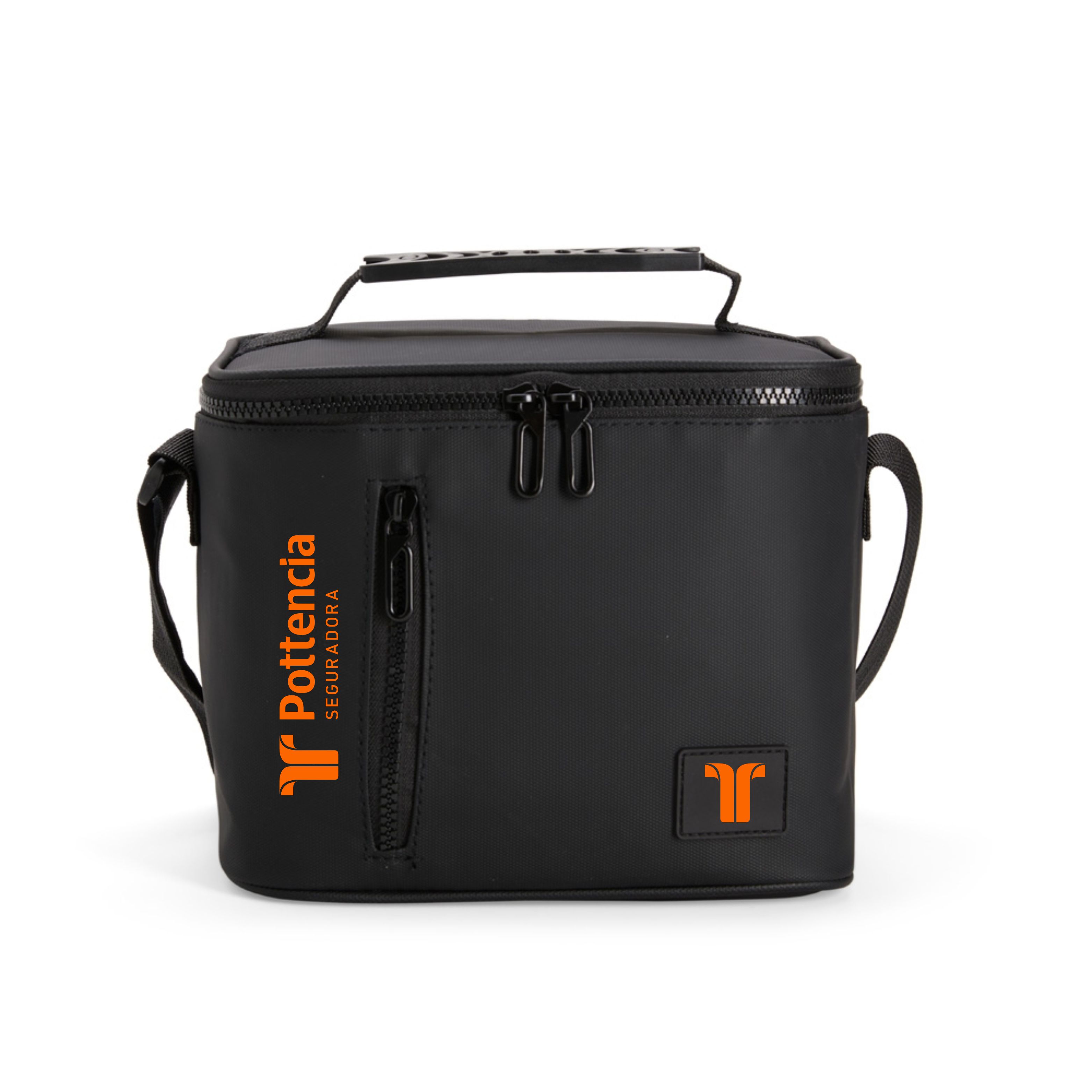 Bolsa térmica Personalizada 6 litros em poliéster mesclado com PVC impermeável com revestimento em PEVA e alça transversal