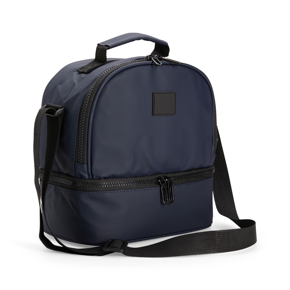 Bolsa térmica Personalizada 7 litros com dois compartimentos em poliéster mesclado com PVC impermeável e revestimento em PEVA