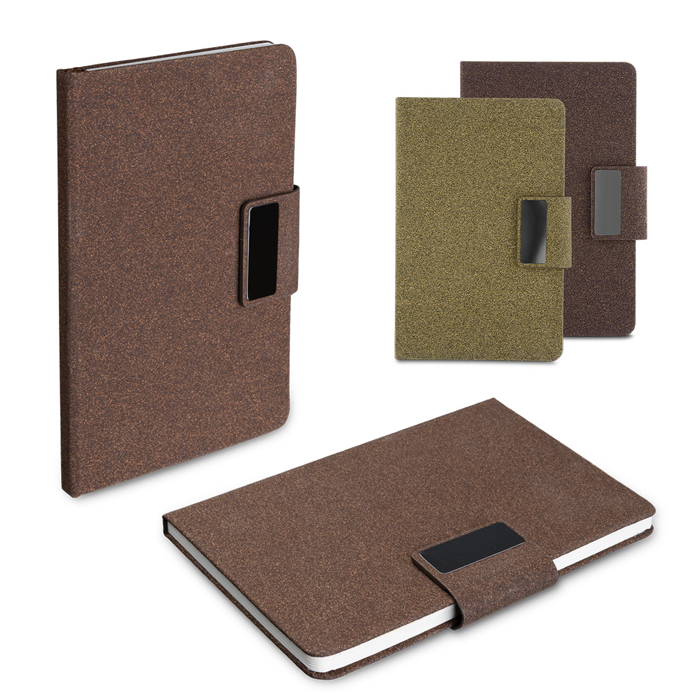 Caderno de Anotações Personalizado em PU com Fibra de Chá ou Café – Brindes Personalizados