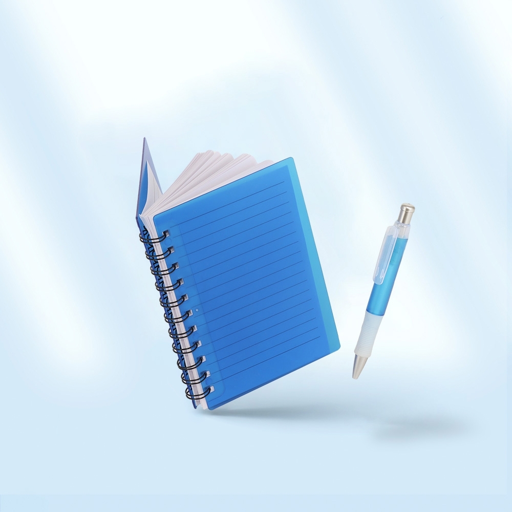 Caderno Plástico Personalizado com Caneta 16,1 x 14,8 cm – Wire-O