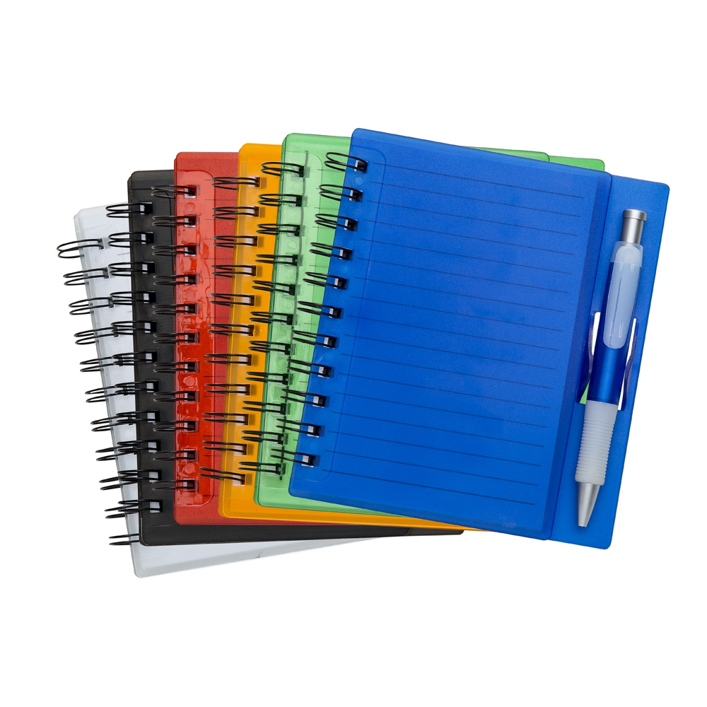 Caderno Plástico Personalizado com Caneta 16,1 x 14,8 cm – Wire-O