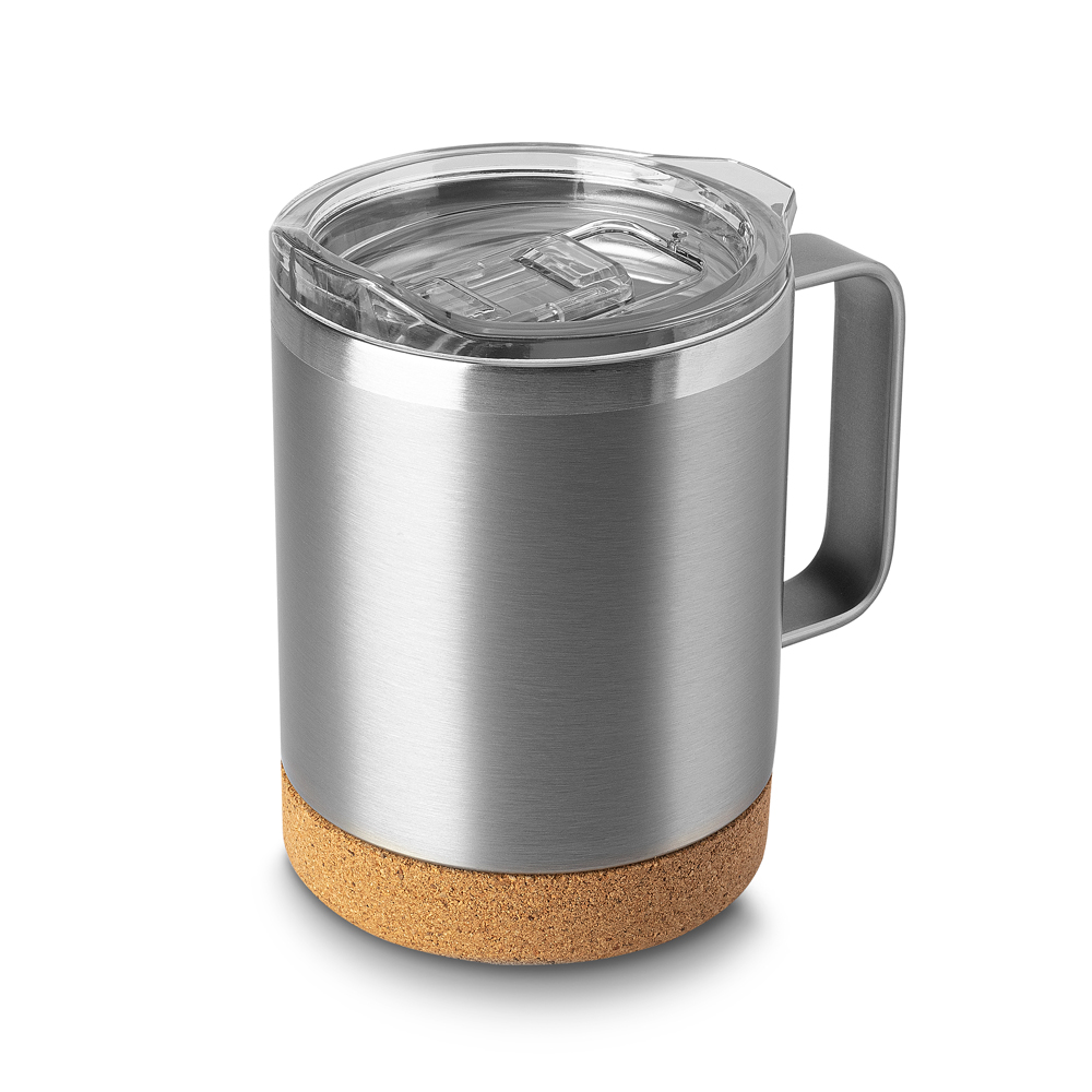 Caneca Térmica em Aço Inox 350 ml com Base em Cortiça Personalizada