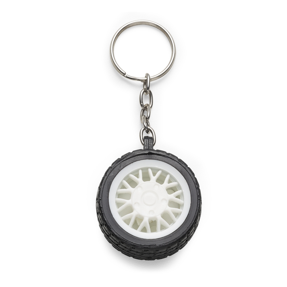 Chaveiro Pneu Emborrachado 9,7 x 4 cm com Aro Colorido Personalizado