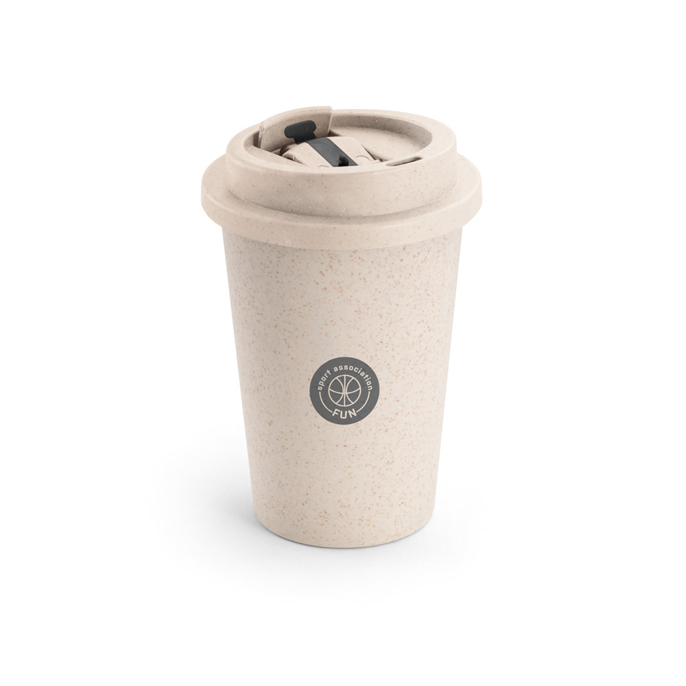 Copo de viagem em fibra de bambu (60%) e PP (40%) com tampa flip top (380 mL)