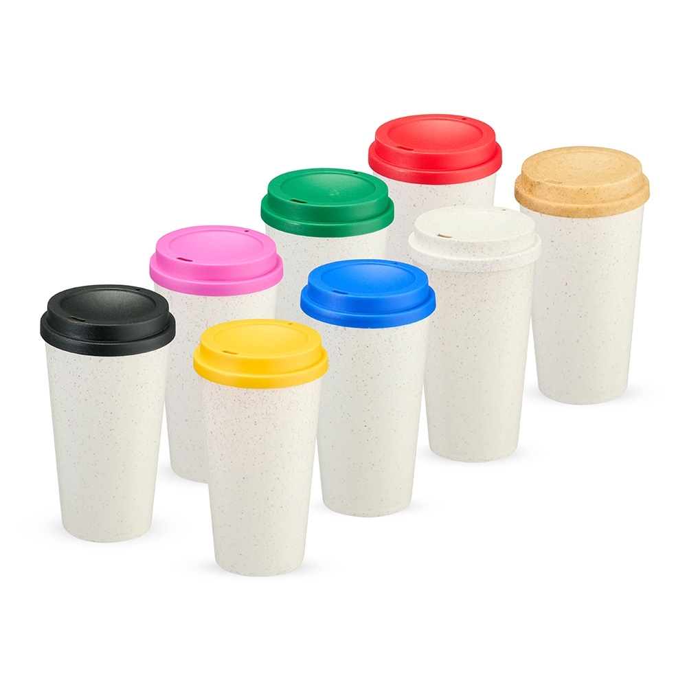 Copo em Fibra de Arroz 550 ml com Tampa Protetora Personalizado