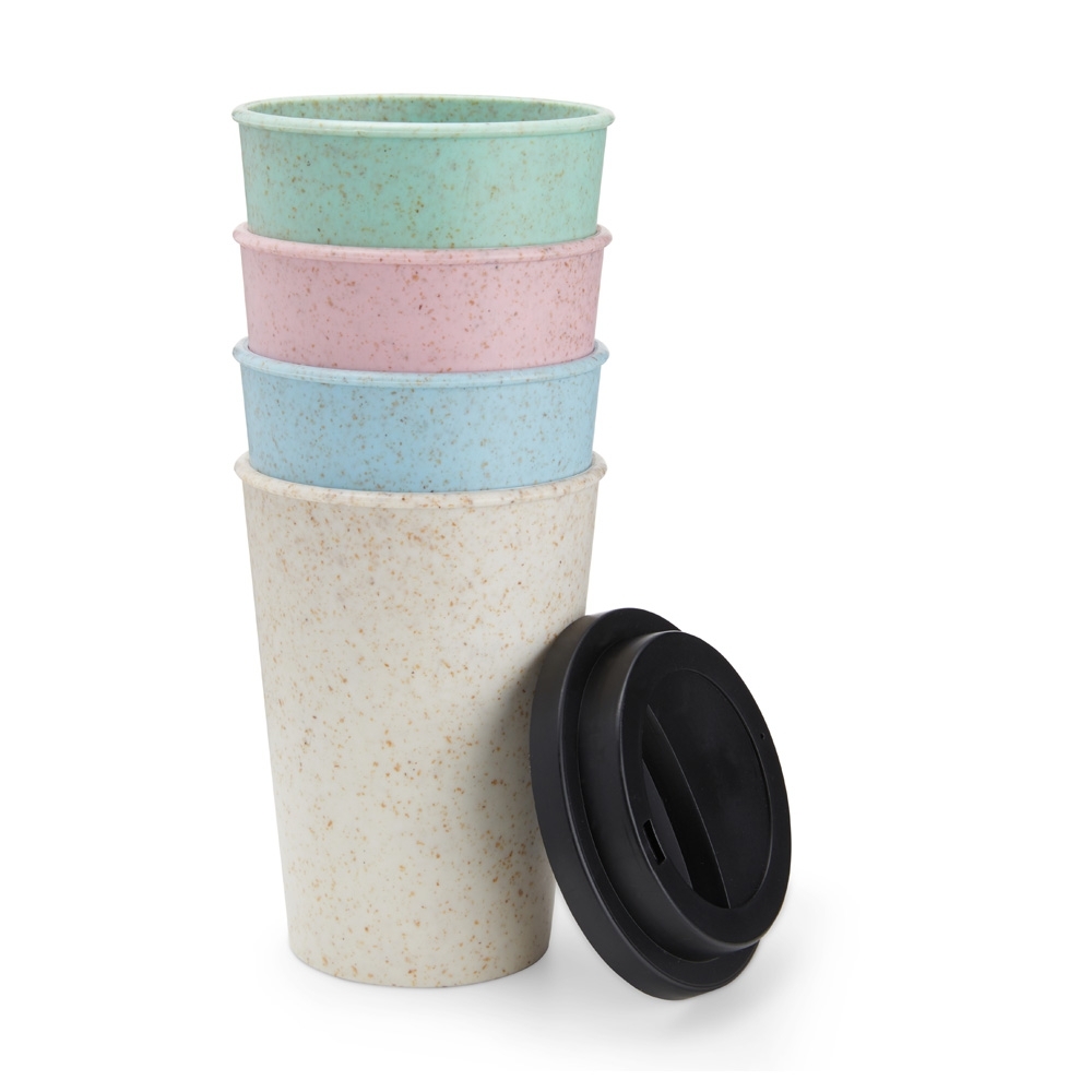Copo em Fibra de Arroz e Polipropileno 450 ml com Tampa Personalizado