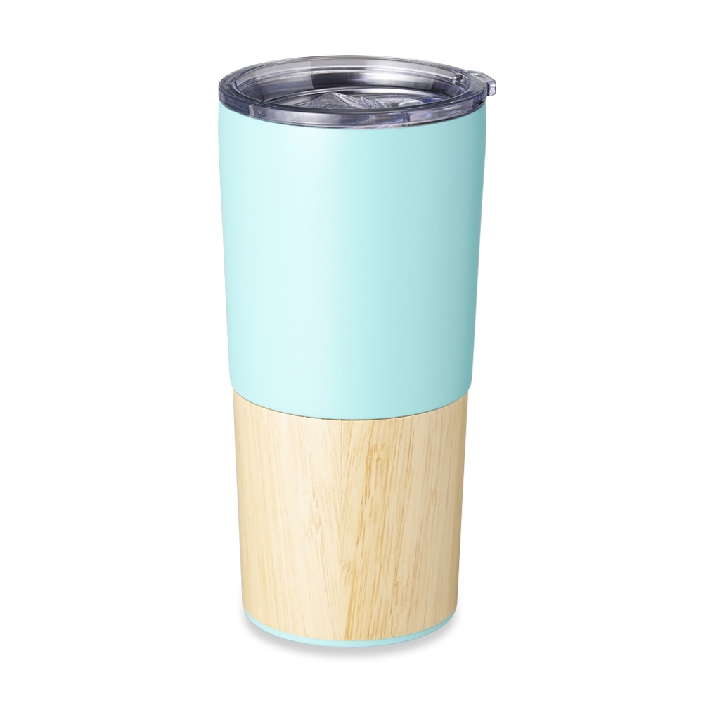 Copo Térmico de Inox 600ml com Detalhe em Bambu Personalizado