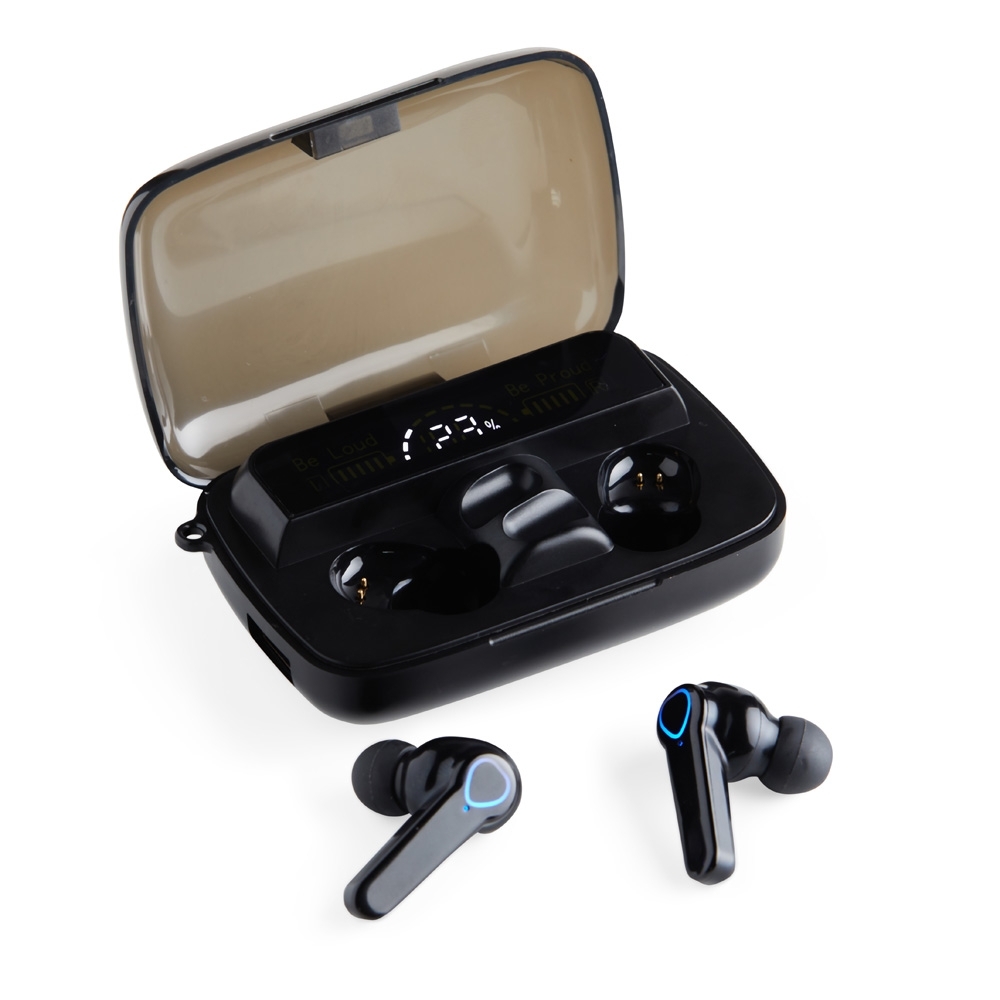 Fone de Ouvido Bluetooth com Case Carregador e Lanterna Personalizado