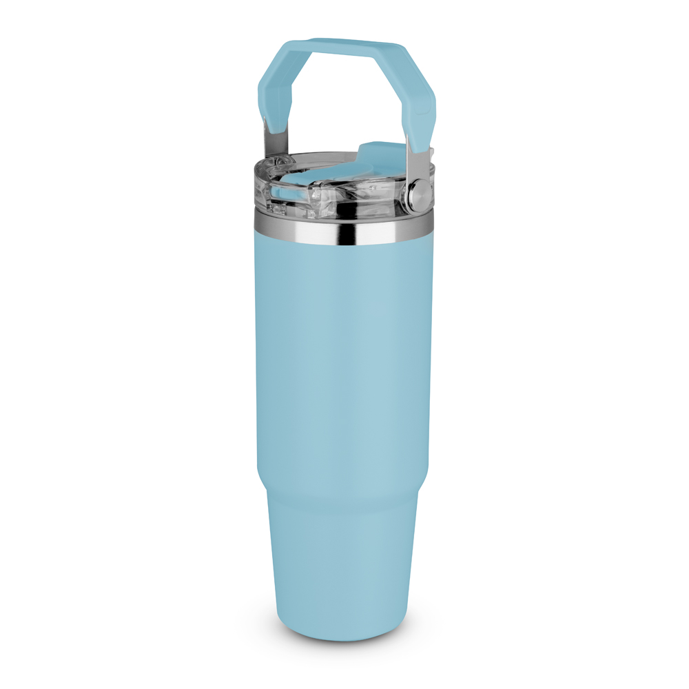 Garrafa térmica em aço inox com parede dupla isolada a vácuo,