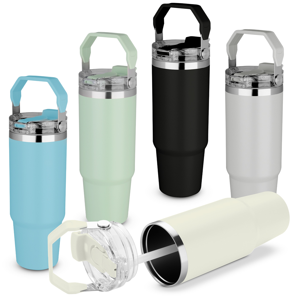 Garrafa térmica em aço inox com parede dupla isolada a vácuo,
