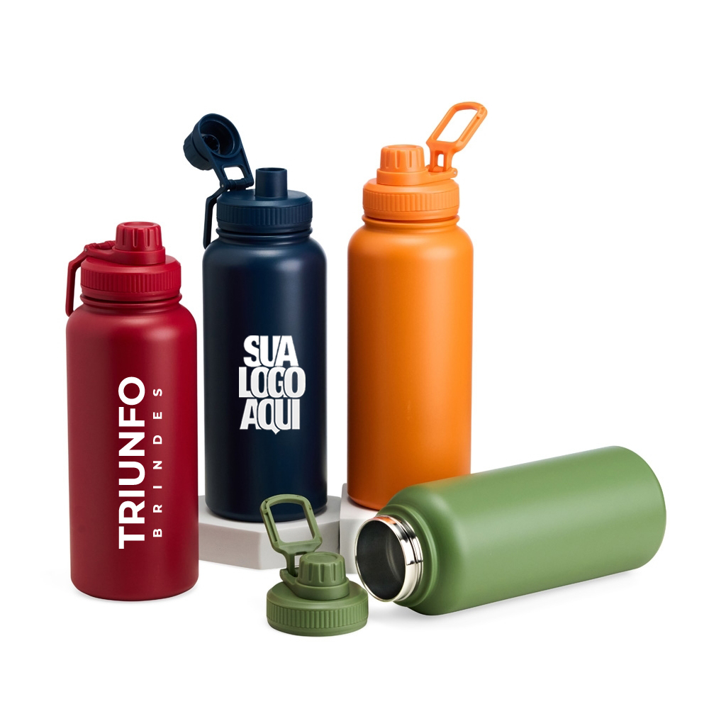 Garrafa Térmica Inox 1 Litro Personalizada com Alça Retangular