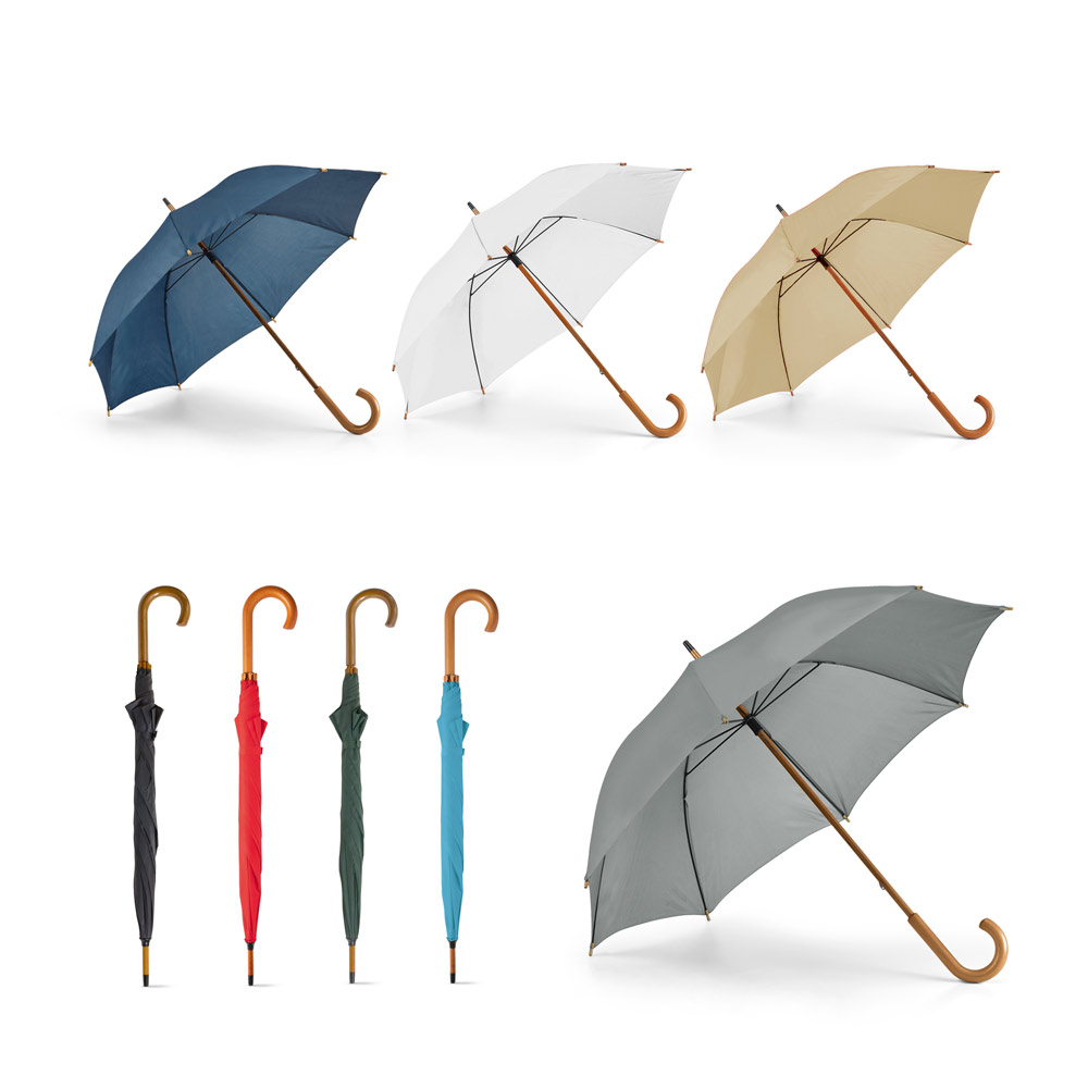 Guarda-Chuva Personalizado em Poliéster 190T com Cabo de Madeira