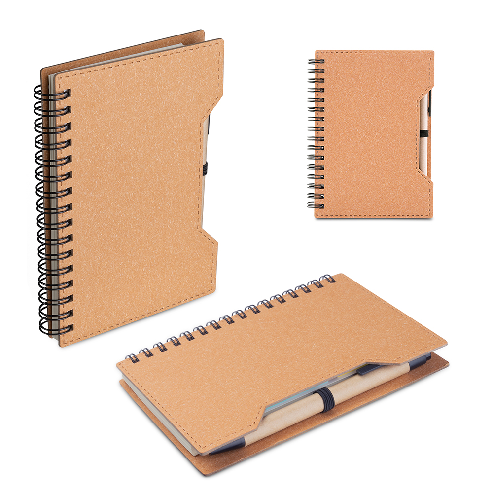 Kit Caderno com Sticky Notes e Caneta Ecológica Personalizado