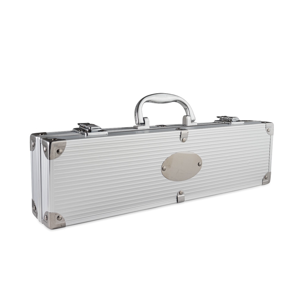 Kit Churrasco 3 Peças em Aço Inox com Maleta de Alumínio Personalizada