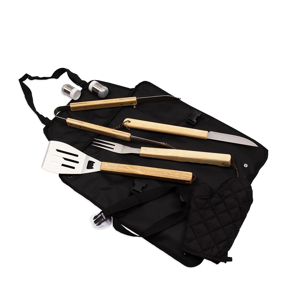 Kit Churrasco 8 Peças com Estojo de Nylon e Avental Personalizado