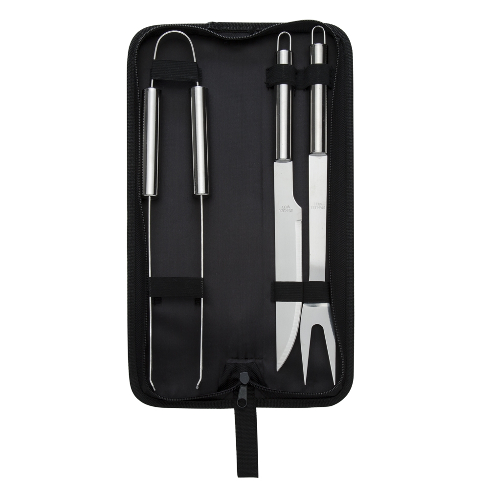 Kit Churrasco Personalizado 3 Peças em Estojo de Nylon com Plaqueta