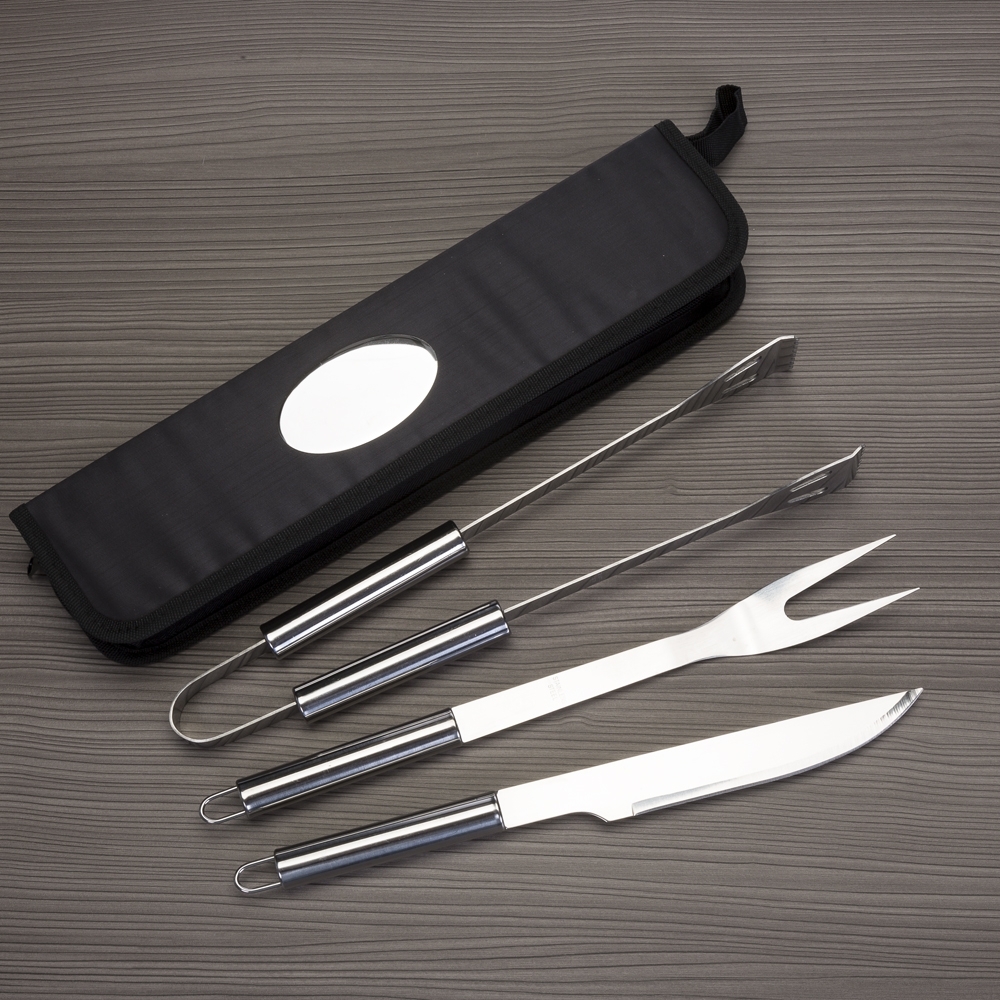 Kit Churrasco Personalizado 3 Peças em Estojo de Nylon com Plaqueta