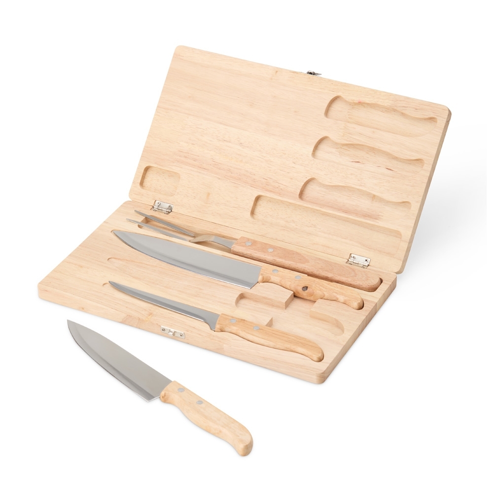Kit Churrasco Personalizado 4 Peças em Estojo de Madeira