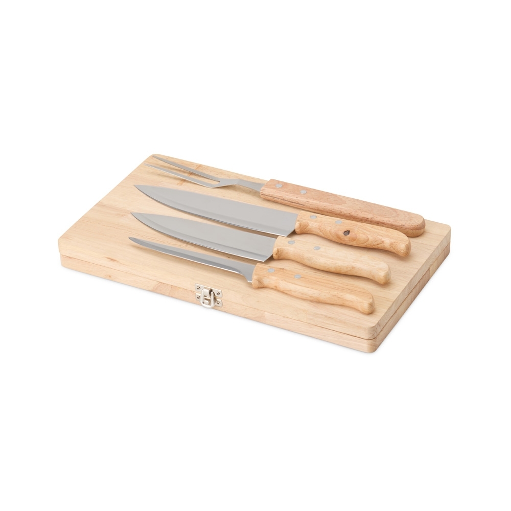 Kit Churrasco Personalizado 4 Peças em Estojo de Madeira