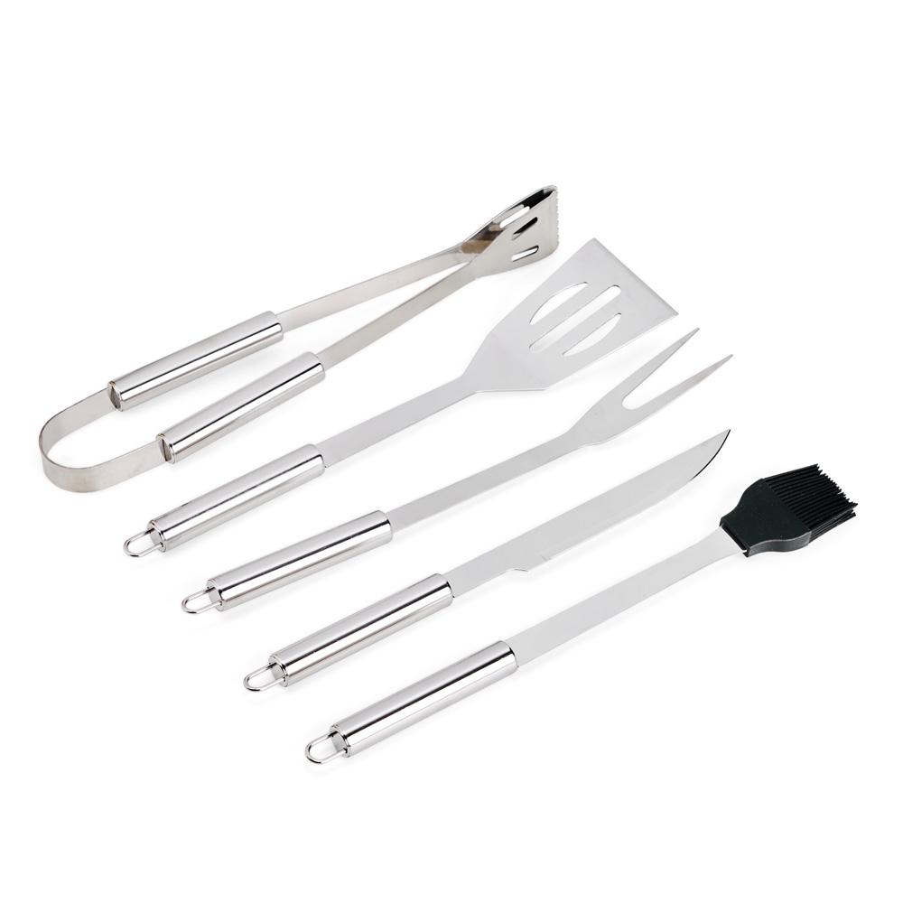 Kit Churrasco Personalizado 5 Peças em Inox com Estojo de Nylon