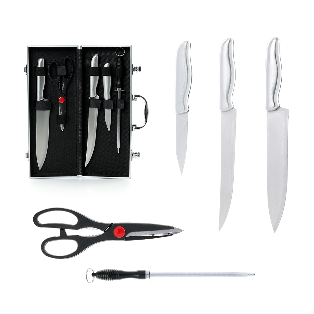 Kit Churrasco Personalizado 5 Peças em Maleta de Alumínio com Travas de Segurança