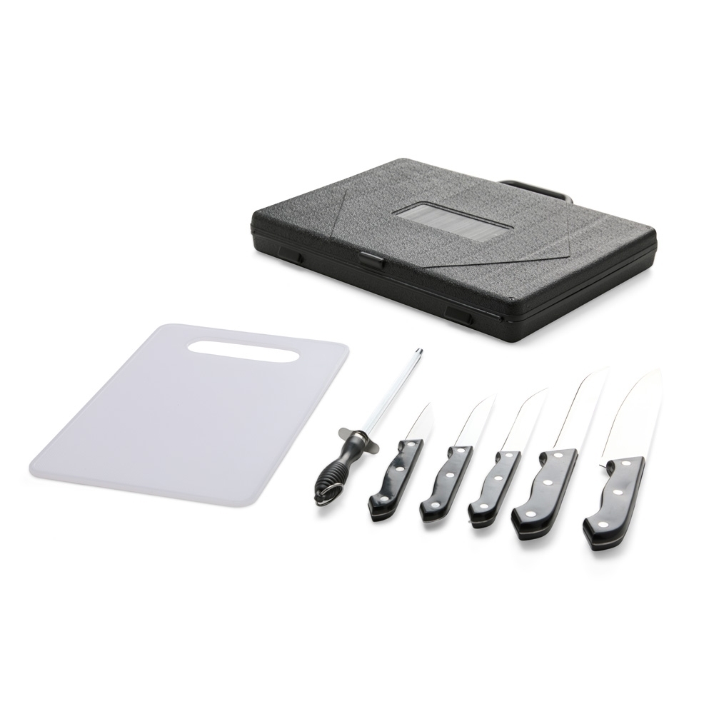 Kit Churrasco Personalizado 7 Itens em Inox com Maleta Plástica