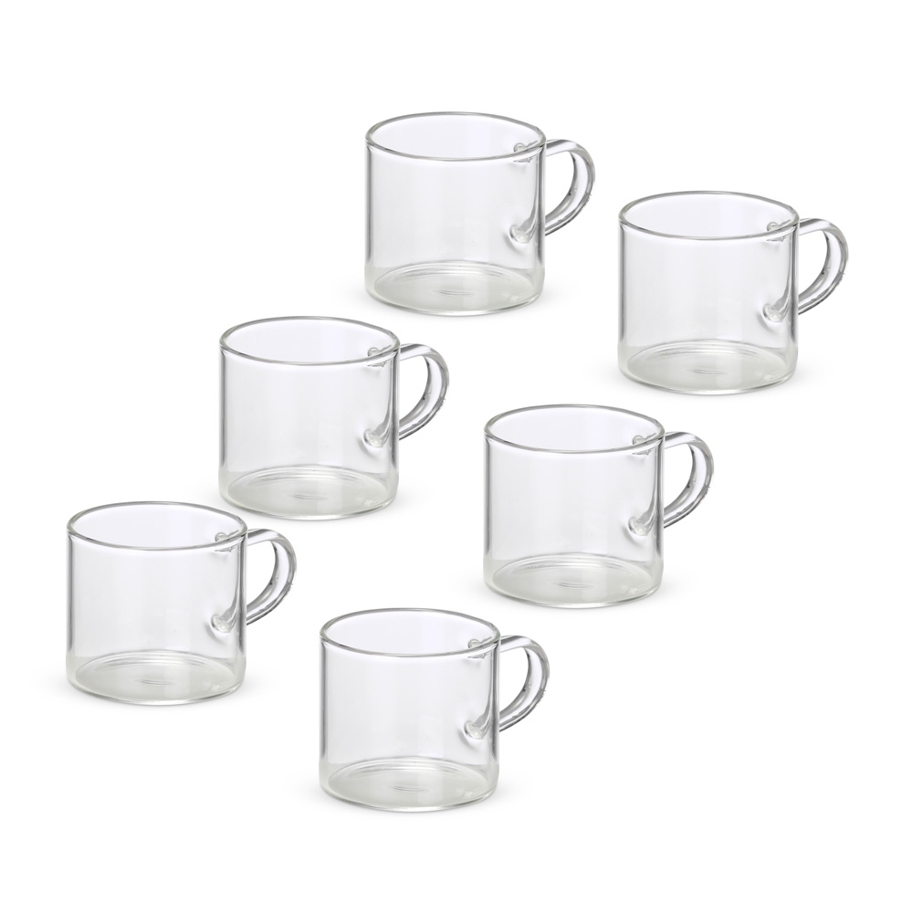 Kit com 6 Xícaras de Vidro Borossilicato 100ml Personalizadas