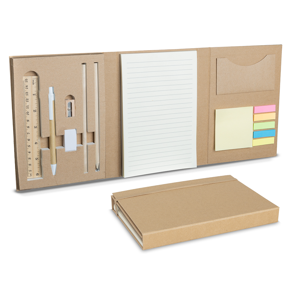 Kit Escritório com Bloco, Sticky Notes e Acessórios de Bambu Personalizado