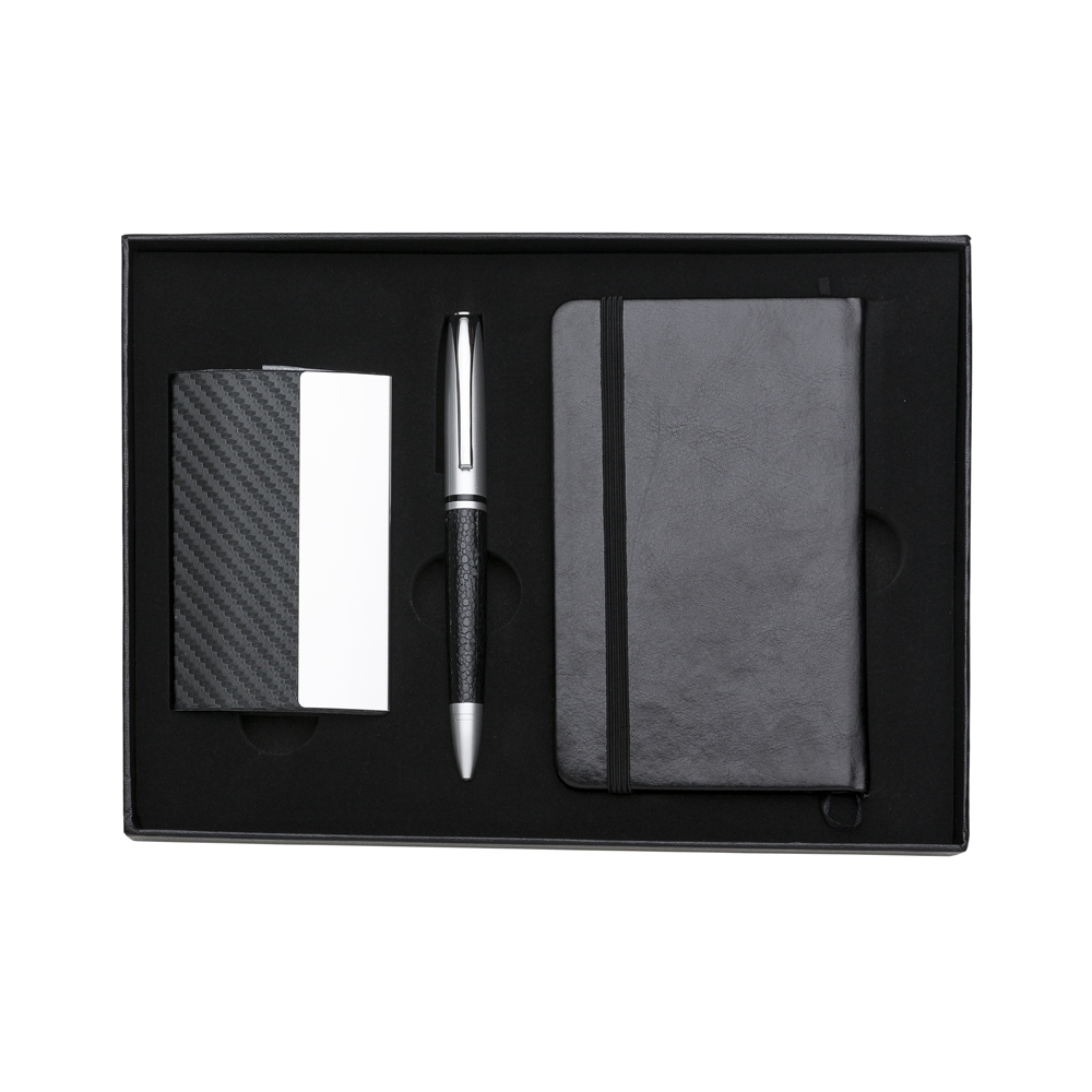 Kit Executivo 3 Peças com Caderneta, Caneta e Porta Cartão Personalizado