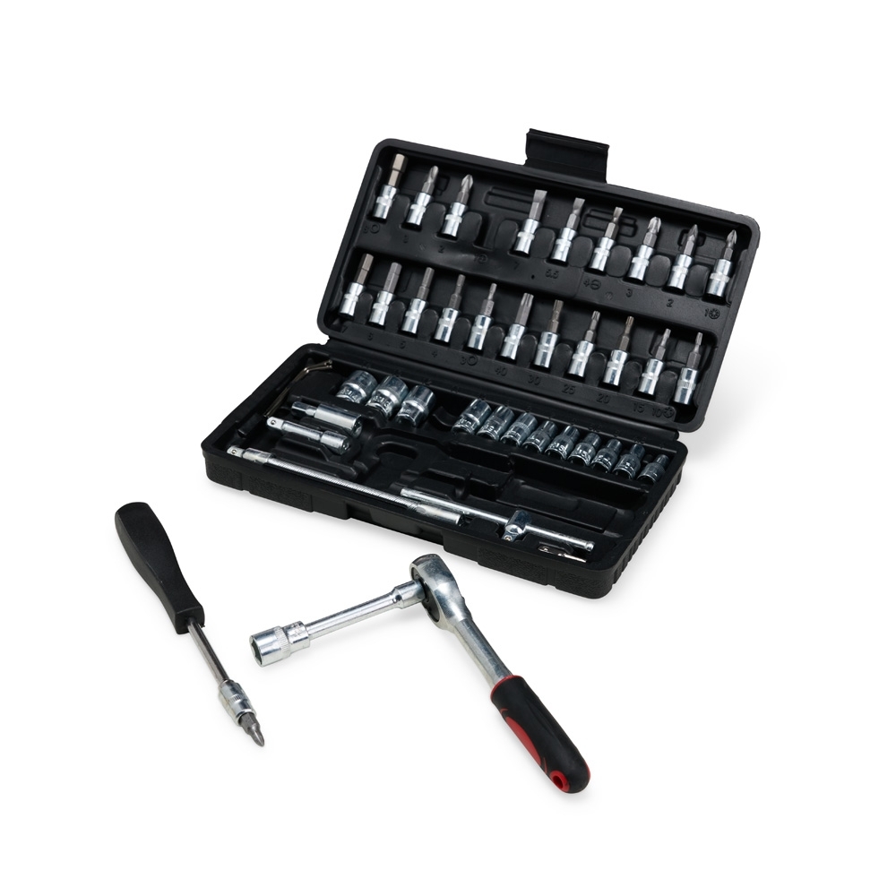 Kit Ferramentas Personalizado 45 Peças em Maleta Plástica com Catraca Reversível