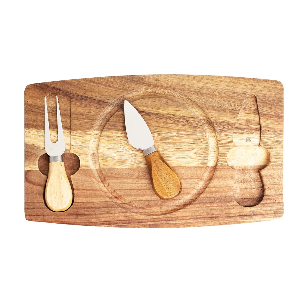 Kit Queijo 3 Peças com Tábua de Madeira Magnética Personalizado