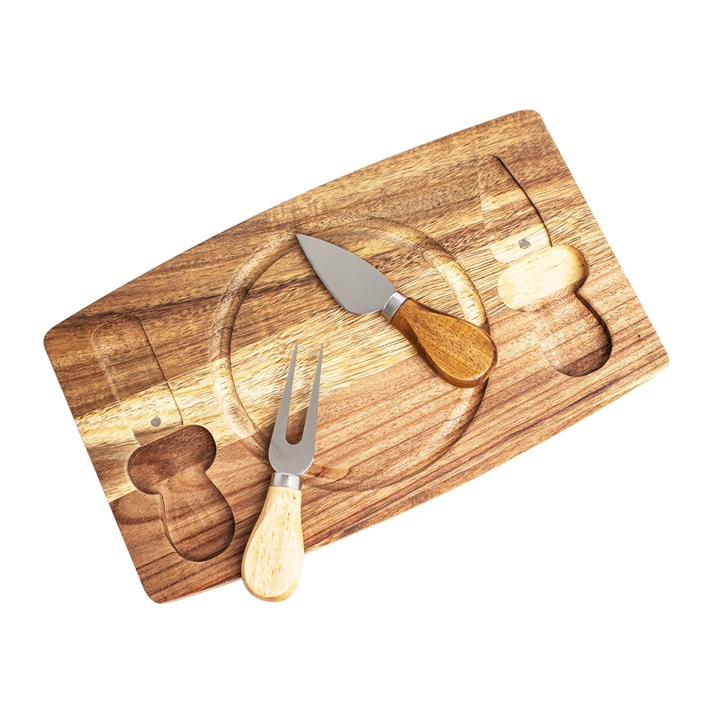 Kit Queijo 3 Peças com Tábua de Madeira Magnética Personalizado