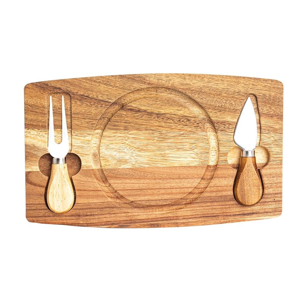 Kit Queijo 3 Peças com Tábua de Madeira Magnética Personalizado