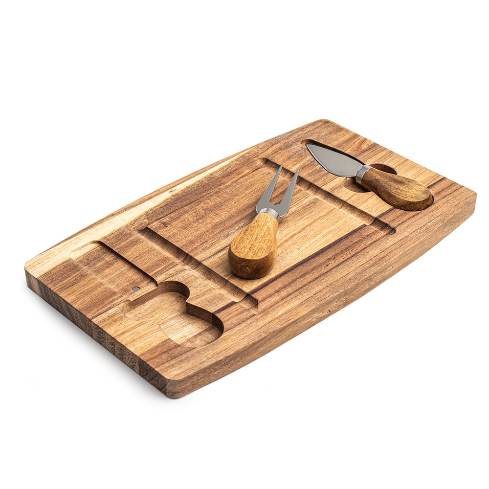 Kit Queijo 3 Peças com Tábua de Madeira Magnética Personalizado