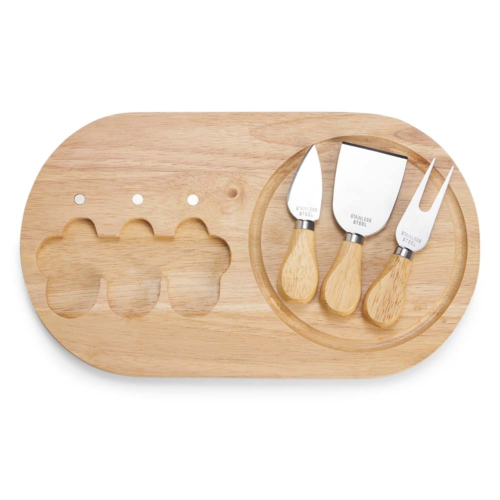 Kit Queijo 4 Peças com Tábua de Madeira e Fixação Magnética Personalizado
