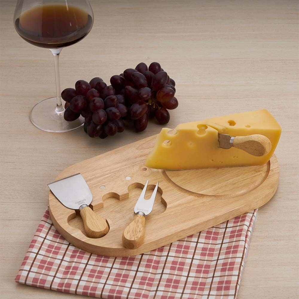 Kit Queijo 4 Peças com Tábua de Madeira e Fixação Magnética Personalizado