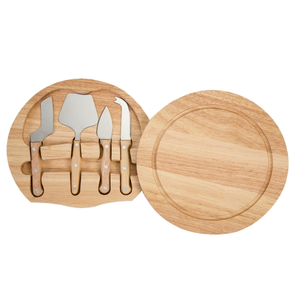 Kit Queijo 5 Peças com Tábua de Bambu Giratória Personalizado