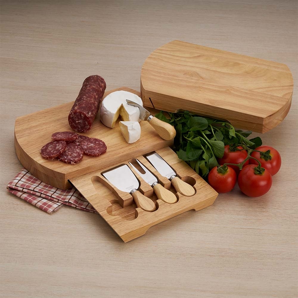 Kit Queijo 5 Peças com Tábua de Bambu Personalizado