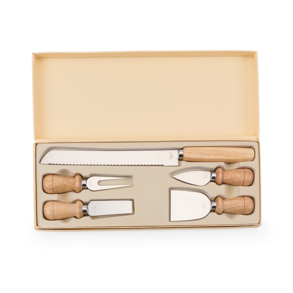Kit Queijo 5 Peças em Estojo de Papelão Personalizado