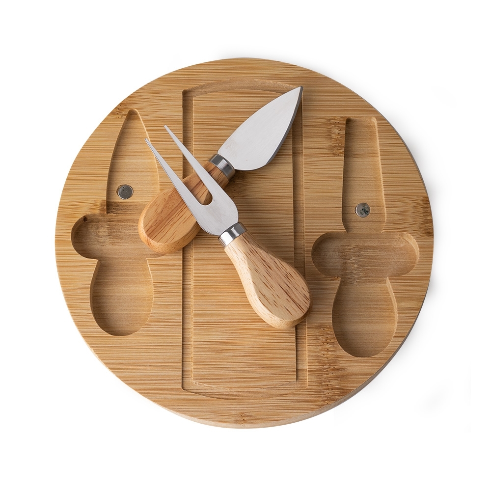 Kit Queijo com Tábua de Bambu Magnética Personalizado