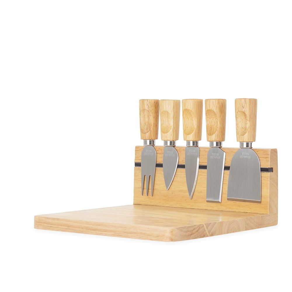 Kit Queijo em Bambu 6 Peças com Base Magnética Personalizado