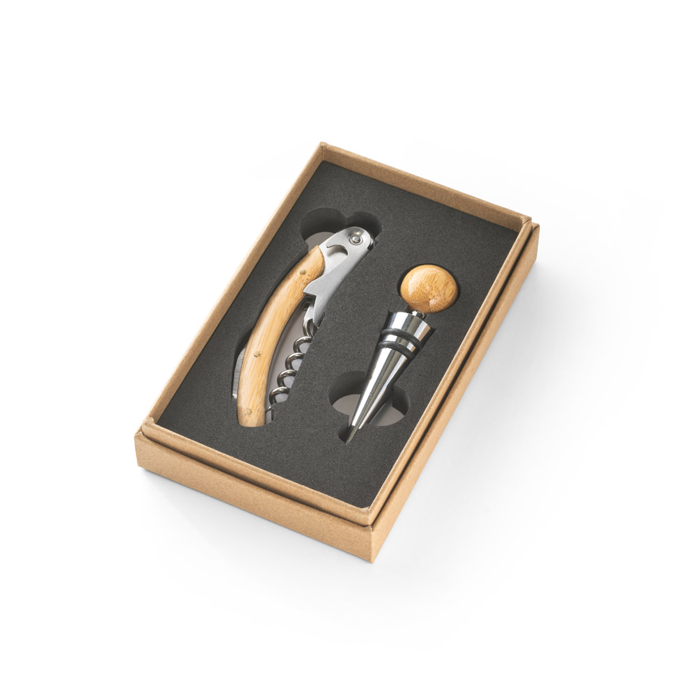 Kit Vinho 2 Peças em Bambu e Metal BARBERA Personalizado