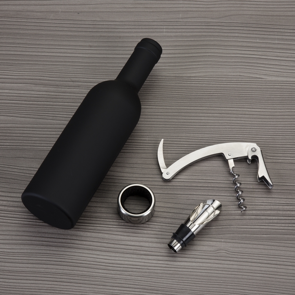 Kit Vinho 4 Peças com Maleta para 2 Garrafas Personalizado em Couro Sintético