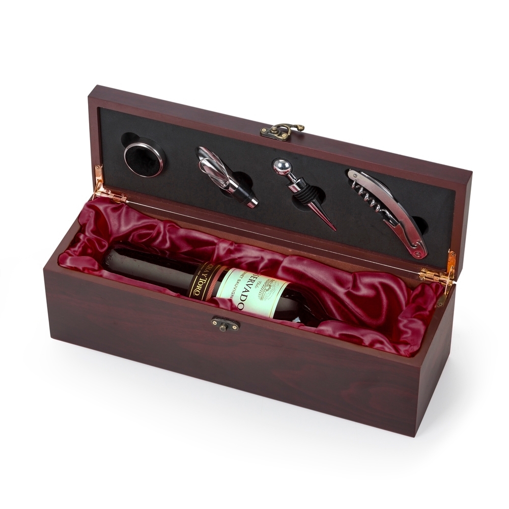 Kit Vinho 6 Peças em Inox com Suporte em MDF Personalizado