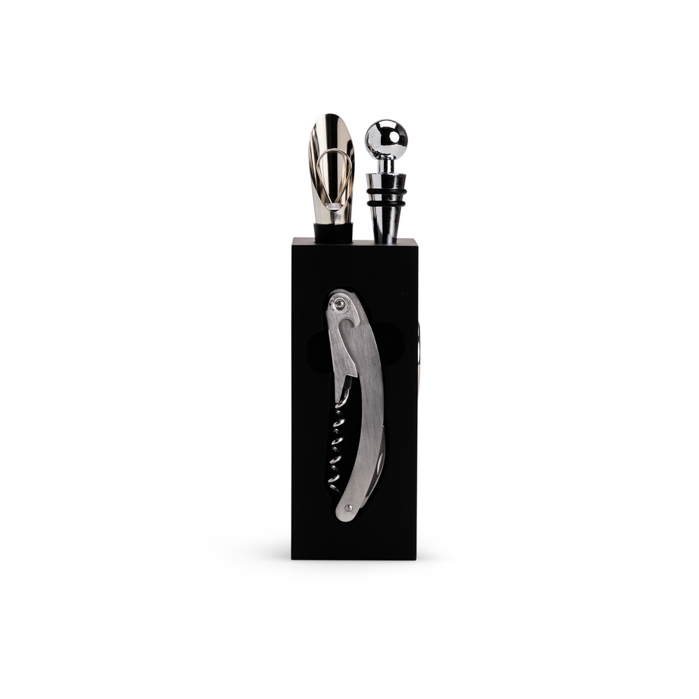 Kit Vinho 6 Peças em Inox com Suporte em MDF Personalizado