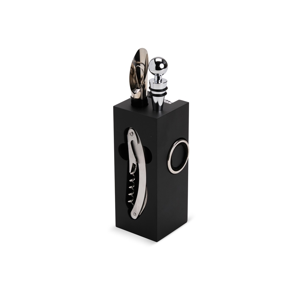 Kit Vinho 6 Peças em Inox com Suporte em MDF Personalizado